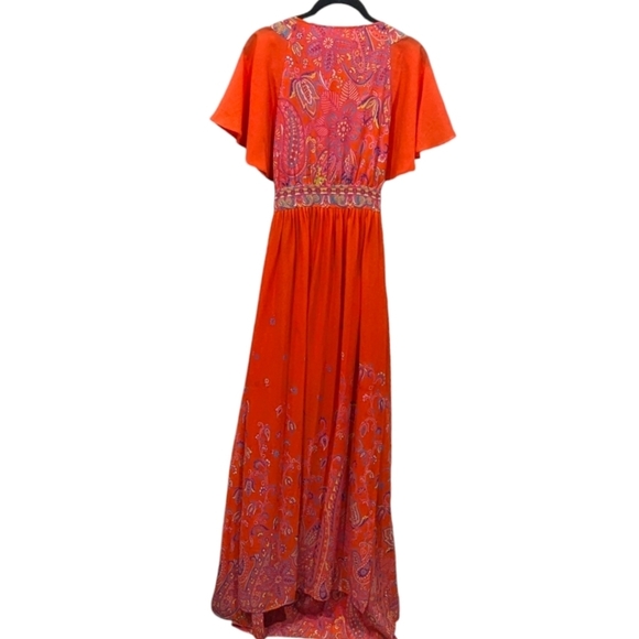 Anthro Maeve Blushed Paisley Chiffon Cape Maxi Dress (12) - Picture 3 of 8